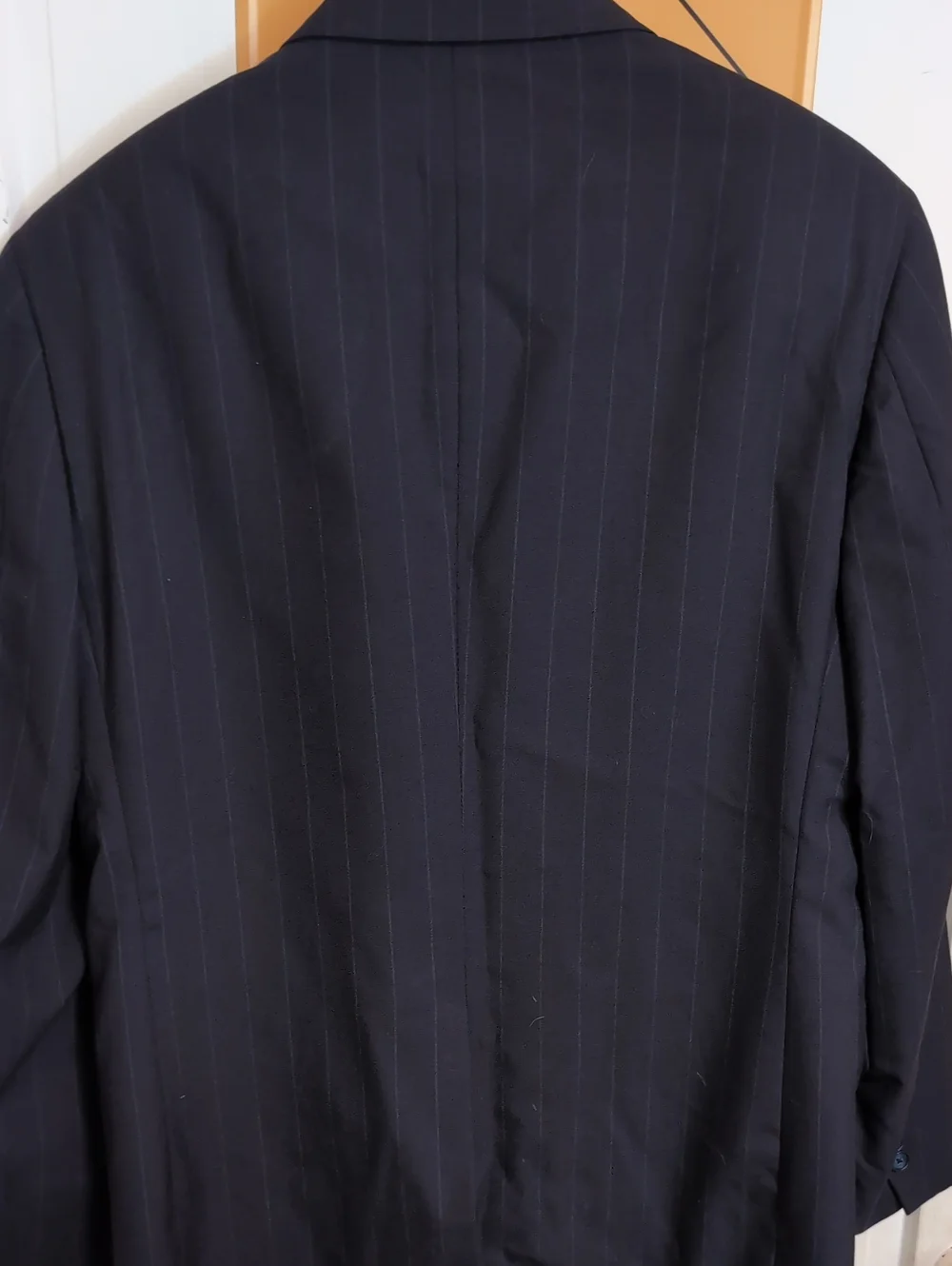 VTG BURBERRYS Men’s 2PC Suit 42R 36x29 Navy Blue Pinstripe Pure Wool USA Made